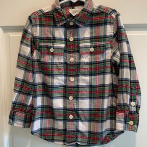 Crewcuts plaid flannel button down size 4-5